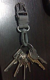 Archivo:Conjunto de llaves con un llavero para una mochila