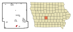 Dallas County Iowa Incorporated and Unincorporated areas De Soto Highlighted.svg