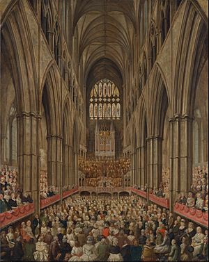 Archivo:Edward Edwards - Interior View of Westminster Abbey on the Commemoration of Handel, Taken from the Manager's Box - Google Art Project