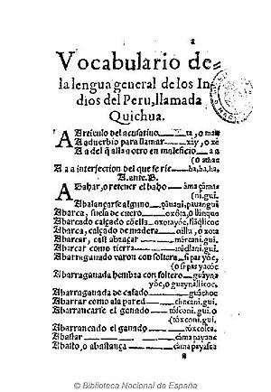Archivo:Lexicon o Vocabulario de la lengua general del Peru 1560