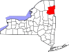 Mapa de Nueva York con la ubicación del condado de Essex