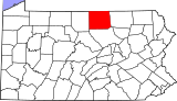 Map of Pennsylvania highlighting Tioga County.svg