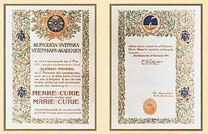Archivo:Marie and Pierre Curie's Nobel Prize in Physics 1903