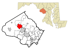 Montgomery County Maryland Incorporated and Unincorporated areas Germantown Highlighted.svg