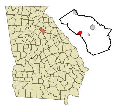 Oconee County Georgia Incorporated and Unincorporated areas North High Shoals Highlighted.svg