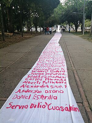 Archivo:Pendón en homenaje a los líderes sociales asesinados en Colombia