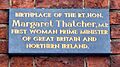 Plaque, maison natale de Margaret Thatcher