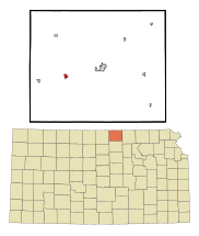 Republic County Kansas Incorporated and Unincorporated areas Scandia Highlighted.svg