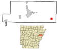 St. Francis County Arkansas Incorporated and Unincorporated areas Hughes Highlighted