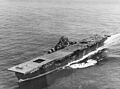 USS Franklin (CV-13) approaching New York, April 1945