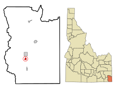 Bear Lake County Idaho Incorporated and Unincorporated areas Bloomington Highlighted.svg