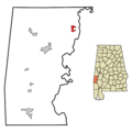 Choctaw County Alabama Incorporated and Unincorporated areas Pennington Highlighted