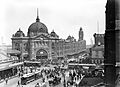 Flinders Street Station, Melbourne, at the intersection of Swanston Street and Flinders Street, 1927 - Glass plate