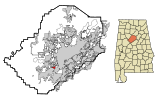 Jefferson County Alabama Incorporated and Unincorporated areas Lipscomb Highlighted.svg