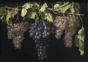 Juan Fernández el Labrador: Bodegón con cuatro racimos de uvas (siglo XVII). Museo del Prado, Madrid.