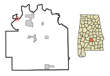 Lowndes County Alabama Incorporated and Unincorporated areas Benton Highlighted.svg