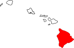 Mapa de Hawái con la ubicación del condado de Hawaii