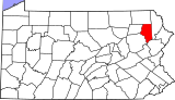 Map of Pennsylvania highlighting Lackawanna County.svg