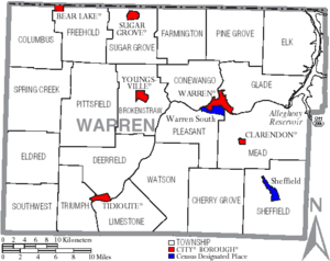 Archivo:Map of Warren County Pennsylvania With Municipal and Township Labels
