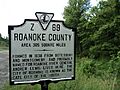 Roanoke County Virginia state historical marker