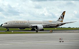 A6-BME, Boeing 787 of Etihad Airways at Manchester Airport, 2019 - 48029683607.jpg