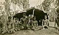 Aboriginal boys and men in front of a bush shelter - NTL PH0731-0022
