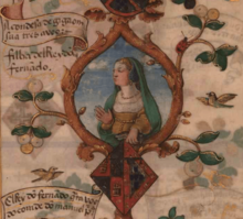 D. Isabel de Portugal, Condessa de Gijón (1364-1435) - Genealogia de D. Manuel Pereira, 3.º conde da Feira (1534).png