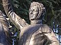Detalle de la escultura ecuestre de Bernardo O'Higgins en Madrid, España, Spain
