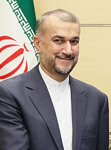 Fumio Kishida and Hossein Amir-Abdollahian at the Kantei 2023 (1) (cropped).jpg
