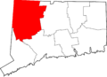 Map of Connecticut highlighting Litchfield County