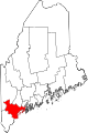 Mapa de Maine con la ubicación del condado de Cumberland