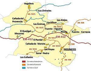 Archivo:Mapa de carreteras del municipio de Molinicos (Albacete)