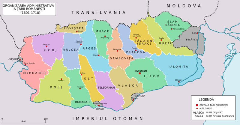 Tara Romaneasca judete 1601-1718