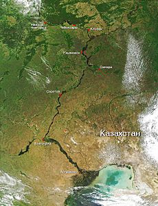 Volga river from NASA satellite