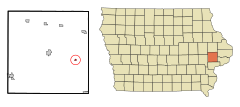 Cedar County Iowa Incorporated and Unincorporated areas Bennett Highlighted.svg