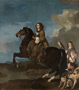 Archivo:Cristina de Suecia a caballo (Bourdon)
