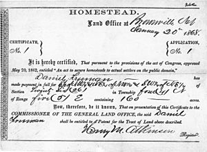 Archivo:Freeman homestead-certificate