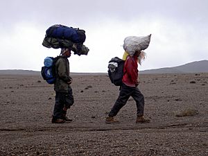 Archivo:Helpers carrying loads on their heads on Mt Kilimanjaro
