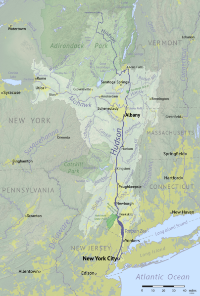 Hudson river basin map