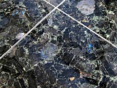 Labradorite slabs used as floor tiles