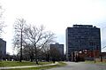 Lafayette Park Detroit redevelopment over Black Bottom