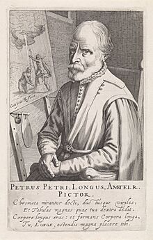 Portret van Pieter Aertsen Petrus Petri, Longus, Amstelr. Pictor. (titel op object) Pictorum Aliquot Celebrium Praecipuae Germaniae Inferioris Effigies (serietitel), RP-P-OB-55.210.jpg