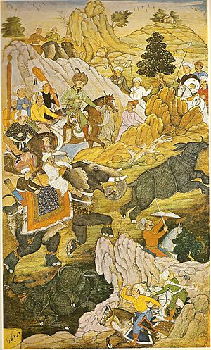 Archivo:RhinoHuntBabur