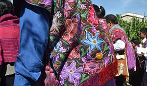 Archivo:Textiles worn at San Lorenzo festival in Zinacantán, Chiapas