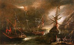 Archivo:Andries van Eertvelt - Embarkation of Spanish Troops (1630s)