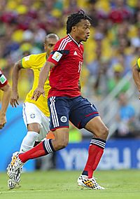 Archivo:Brazil and Colombia match at the FIFA World Cup 2014-07-04 - Juan Cuadrado