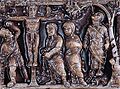 Crucifixión de Cristo y suicidio de Judas.