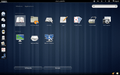 GNOME Shell 3.0 (2011, 03) showing search function in overview mode