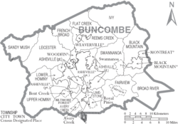 Archivo:Map of Buncombe County North Carolina With Municipal and Township Labels