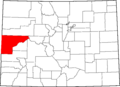 Map of Colorado highlighting Mesa County